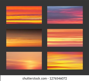 Sunset and sunrise gradients, vector background, gradient mesh, EPS10