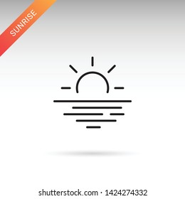 Sunset, sunrise, horizon thin line vector icon. Flat sign for mobile and web design.