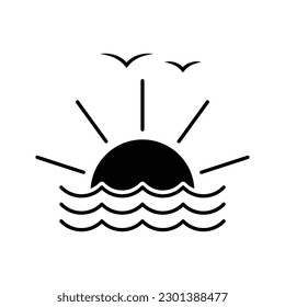 sunset or sunrise icon design. isolated on white background. vector illustration