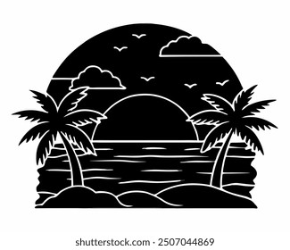 Diseño de camiseta de Vector Sunset o Sunrise Silhouette 