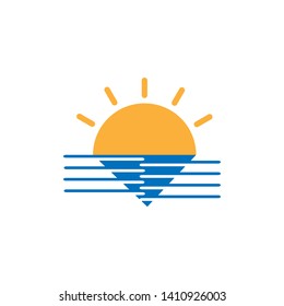  sunset or sunrise icon vector illustration - Vector