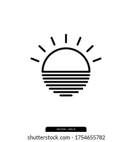 sunset or sunrise Icon Vector Illustration Logo Template 