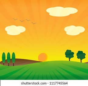 sunset or sunrise landscape