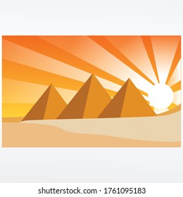 Sunset or sunrise landscape illustration background, nature landscape background. Evening or morning view wallpaper vector illustration.