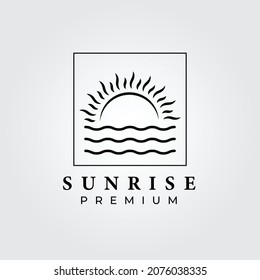 sunset sunrise line art icon vector logo illustration design