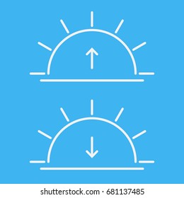 Sunset and sunrise line vector icon