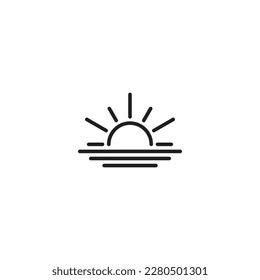 Sunset or sunrise, lines geometric simple symbol logo vector