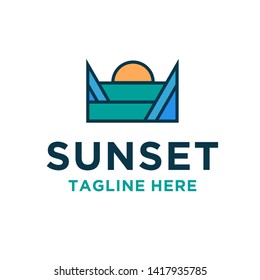 Sunset / Sunrise logo design minimalist style