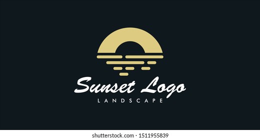 sunset or sunrise logo design template