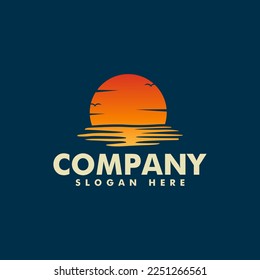 Sunset and sunrise logo icon and vector