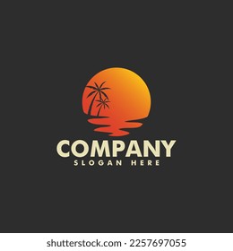 icono del logotipo de puesta de sol y salida del sol y vector
