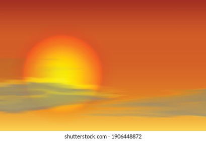 Sunset or sunrise nature landscape background vector illustration