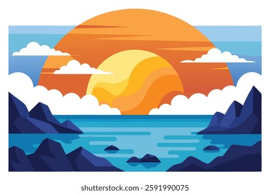 Sunset or Sunrise in the Ocean: Breathtaking Natural Landscape Photography