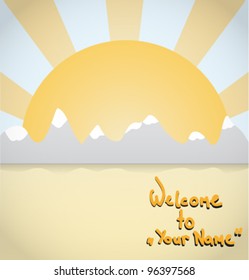 sunset or sunrise on the background of the desert and mountains