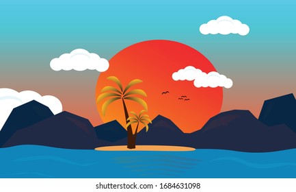 Sonnenuntergang oder Sonnenaufgang am Strand