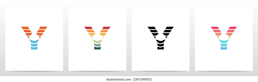 Sunset Sunrise On Sea Water Letter Logo Design Y