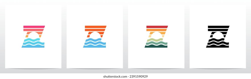 Sunset Sunrise On Sea Water Letter Logo Design Z