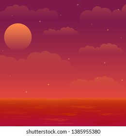 Sunset or sunrise over the sea or ocean