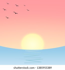 Sunset or sunrise over the sea or ocean