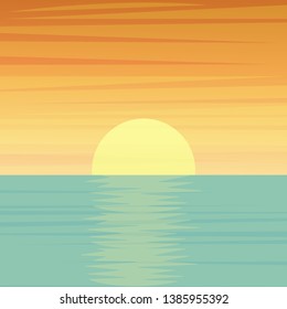 Sunset or sunrise over the sea or ocean