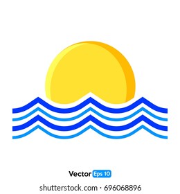 Sunset and sunrise sea vector illustration