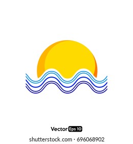 Sunset and sunrise sea vector illustration