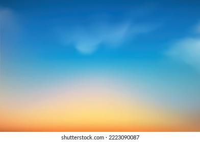 Sunset or sunrise in the sky with blue, orange and red dramatic colors. Vector illustration - Shutterstock ID 2223090087