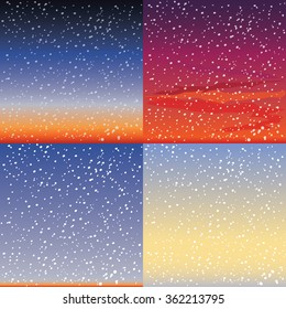 Sunset and sunrise snow background