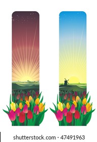sunset and sunrise vertical banners