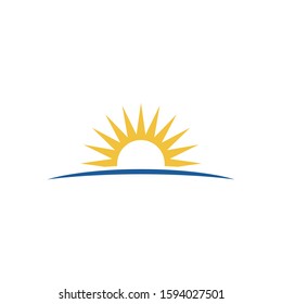 sunset sunrise water sun logo design template