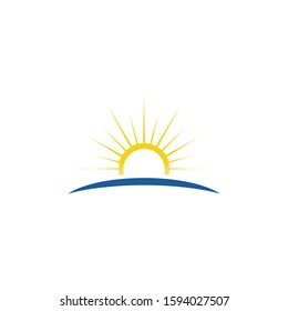 sunset sunrise water sun logo design template