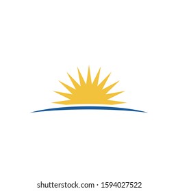 sunset sunrise water sun logo design template