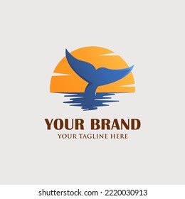 Sunset sunrise with whale tail logo