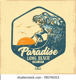 Sunset. Surf. California T-shirt Print design