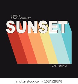 Sunset surf typography, tee shirt graphics, vectors