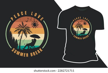 Sunset Surfing: A Retro Summer Vector T-Shirt Design