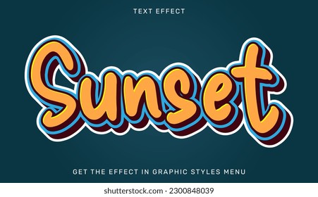 Sunset text effect template in 3d style. Suitable for brand or business logos