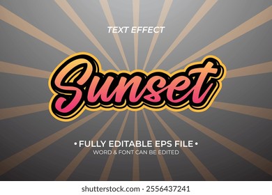 Sunset Text Effect Template Design | File Eps 10