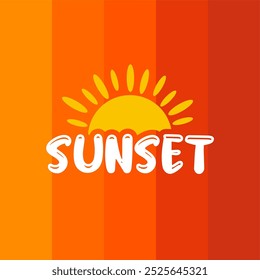 Sunset text with sunset palette color background vector