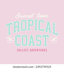 Sunset Time Tropical Coast collects adventures, Graphic design print t-shirts fashion, illustration, vector, posters, cards, stickers, mug