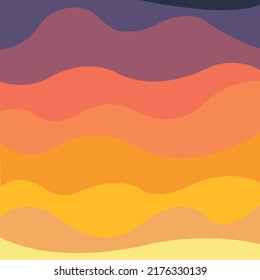 Sunset Tone Background Pattern, Template With Abstract Waves Or Hills. Background With Layers Of Curves. Vector Illustration In The Style Of Modern Art