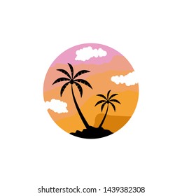 Sunset travel logo design vector