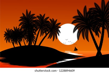 sunset at tropical beach