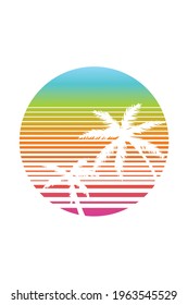 sunset at tropical beach vector illustration
