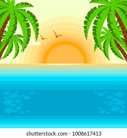 Sunset with tropical view