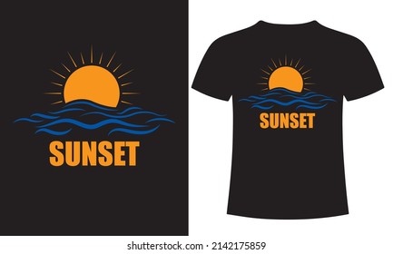 Sunset t-shirt. Template easy to print all-purpose for man, women, and children. 