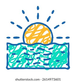 sunset vacation doodle icon sketch vector. sunset vacation sign. isolated symbol illustration