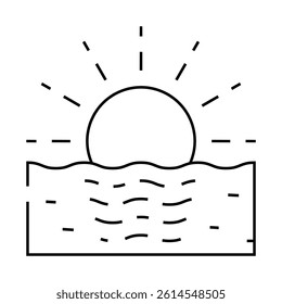 sunset vacation line icon vector. sunset vacation sign. isolated contour symbol black illustration