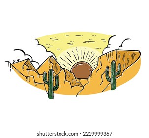 Sunset In The Valley Illustration