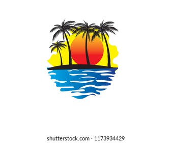 Sunset vector art & illustration logo